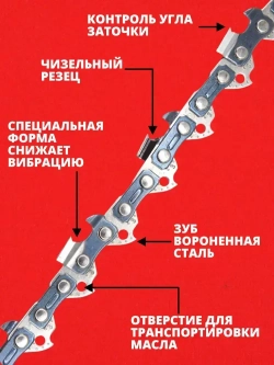 Цепь пильная для бензопилы 59 звеньев, шаг цепи 3/8 , ширина паза 1.3мм