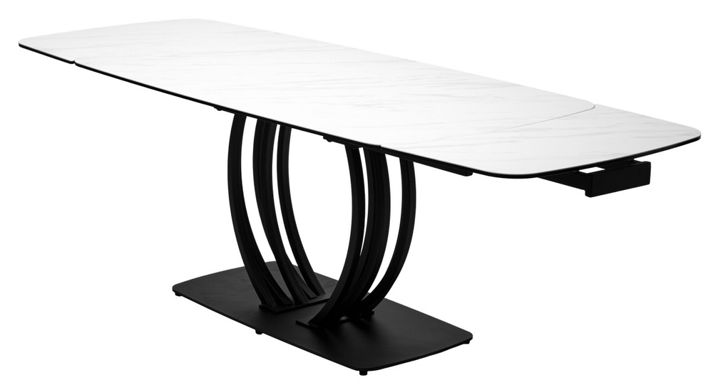 Стол М-City DISAUR Матера (Matera) 160 Kl-99 Белый мрамор матовый, Итальянская керамика, Черный