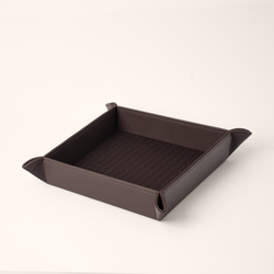 Мелочница из плетеной кожи темно-коричневый