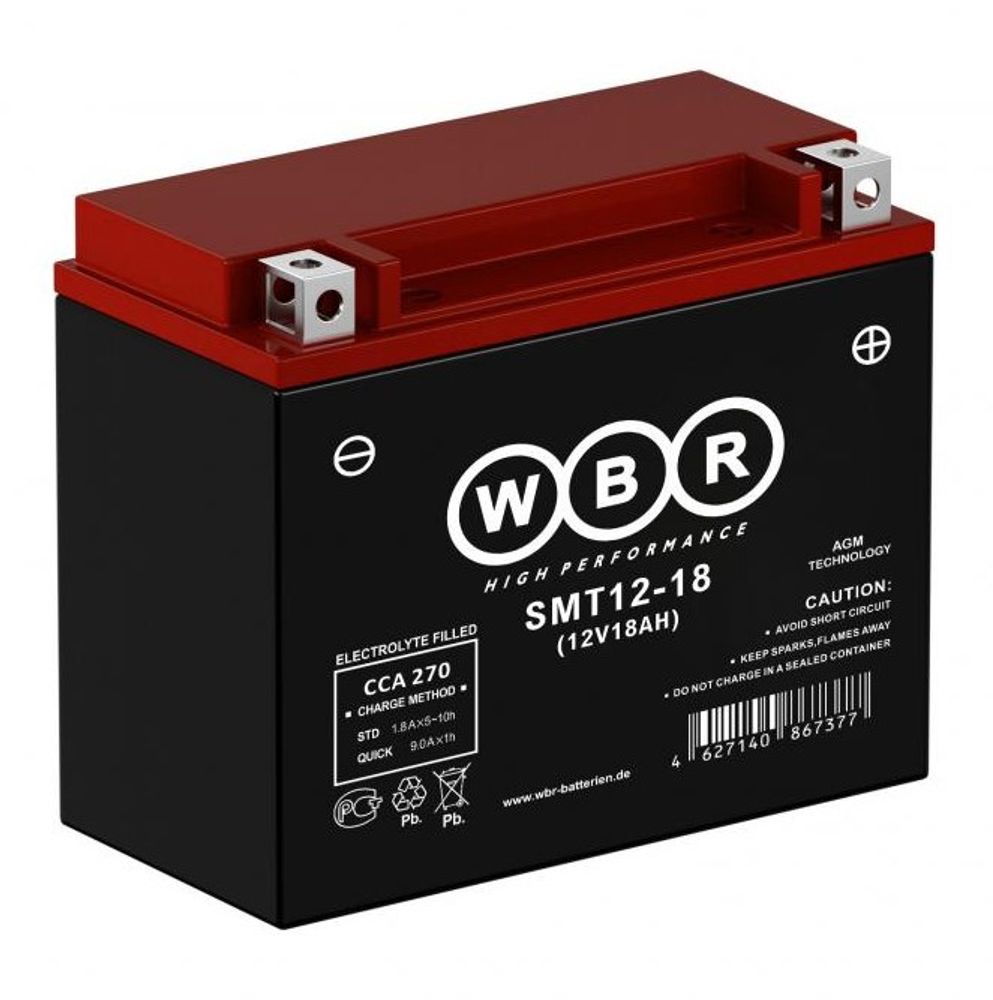 Аккумулятор SMT12-18 WBR YTX20L-BS, YTX20HL-BS 175х87х155 18 а/ч
