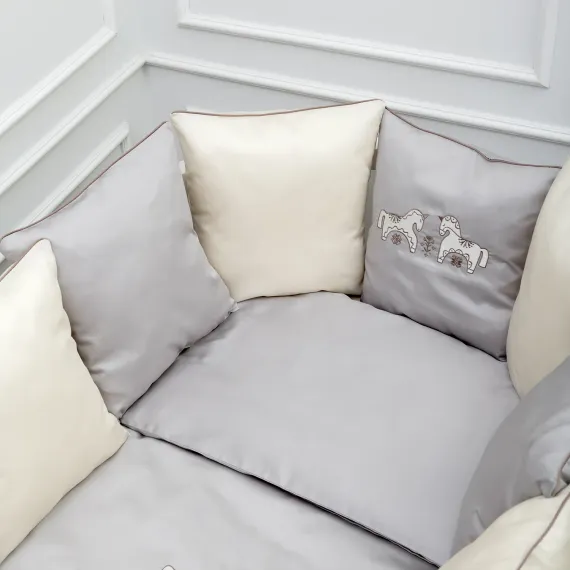 Комплект постельного белья Lollycottons Коники-сны 6 предметов, Серый