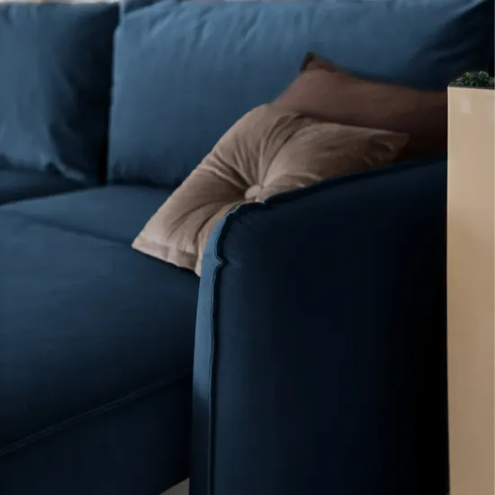 ПОРТЛЕНД Диван прямой с банкеткой синий