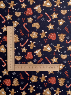 Ткань бязь плательная, рис. "Новогодние пряники", ширина 150 см, арт. 891