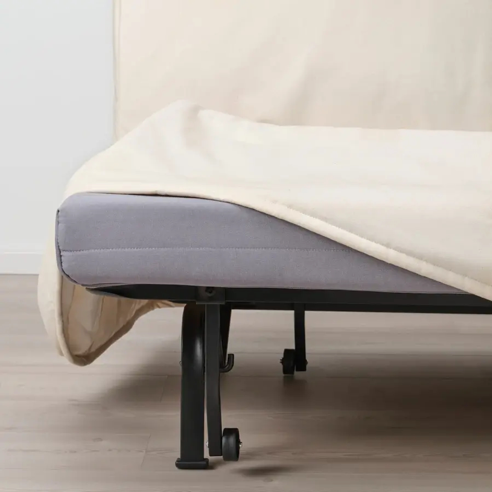 2-местный диван-кровать - IKEA LYCKSELE LÖVÅS/LOVAS/ЛИКСЕЛЕ ЛЕВОС ИКЕА, 87х100х142 см, бежевый