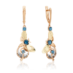 Серьги «Мелодия ночи» с английским замком из комбинированного золота с топазами