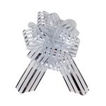 Текстильный бант Шар, Тонкие полосы, Серебро, Металлик, 15 см, 1 шт.