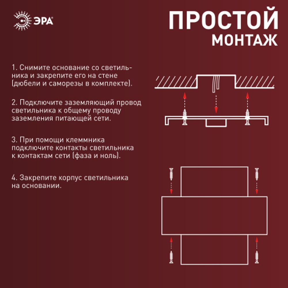 Светильник декоративный настенный светодиодный ЭРА WL12 BK 6х1Вт 3000К IP54 черный для интерьера и фасадов зданий | Фасадная декоративная подсветка