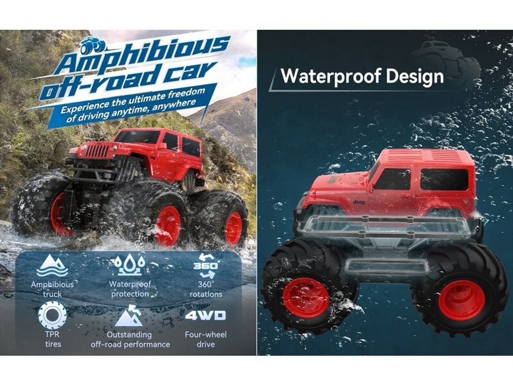 Радиоуправляемая машина-амфибия Double Eagle Jeep Wrangler Bigfoot 1/18 4WD 2.4G RTR