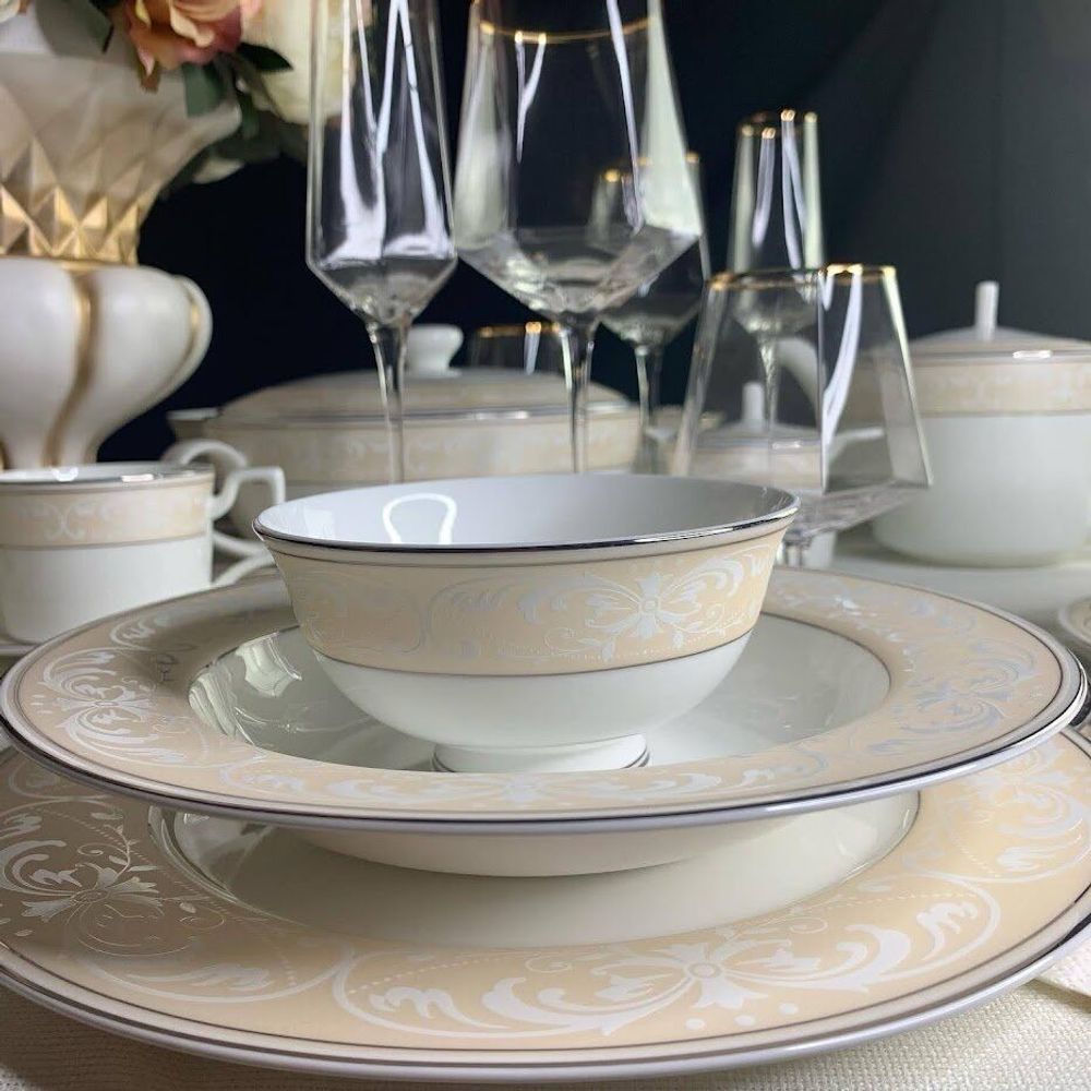 Lenardi 145-349 Обеденный сервиз 28пр. ДЖУЛЬЕТТА в под.уп.(х2) Костяной фарфор