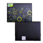 Папка на резинке Alingar, A4, 240х330х33 мм, 600 мкм, черная, матов. с цветным рисунком, "Black C"