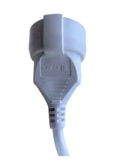 Удлинитель сетевой 5м с заземлением с одной розеткой IP22 16А ПВС ГОСТ 3х1,5 удлинитель бытовой, белый