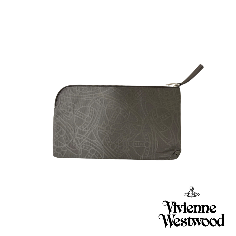 VIVIENNE WESTWOOD СУМКА КЛАТЧ СЕРЫЙ С ТИСНЕНИЕМ ЛОГОТИПА БРЕНДА