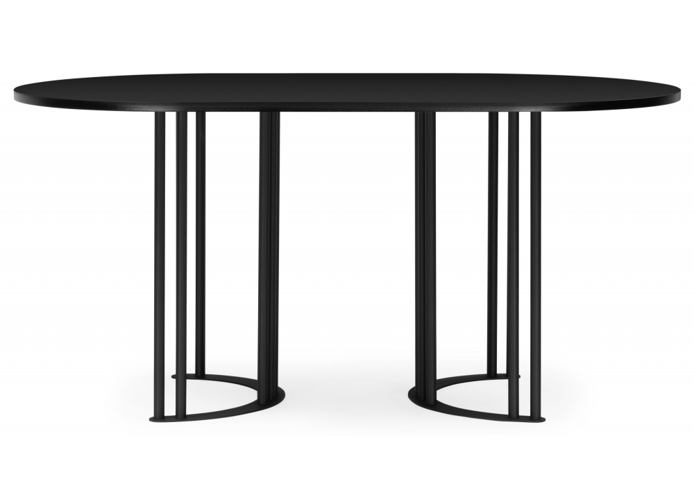 Стол деревянный Woodville Хьюго О 160 х 90 черная шагрень пленка, черные ноги, ножки черные