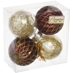 Новогодние шары 6 см (набор 4 шт) «Яркая метель», шоколад/золото