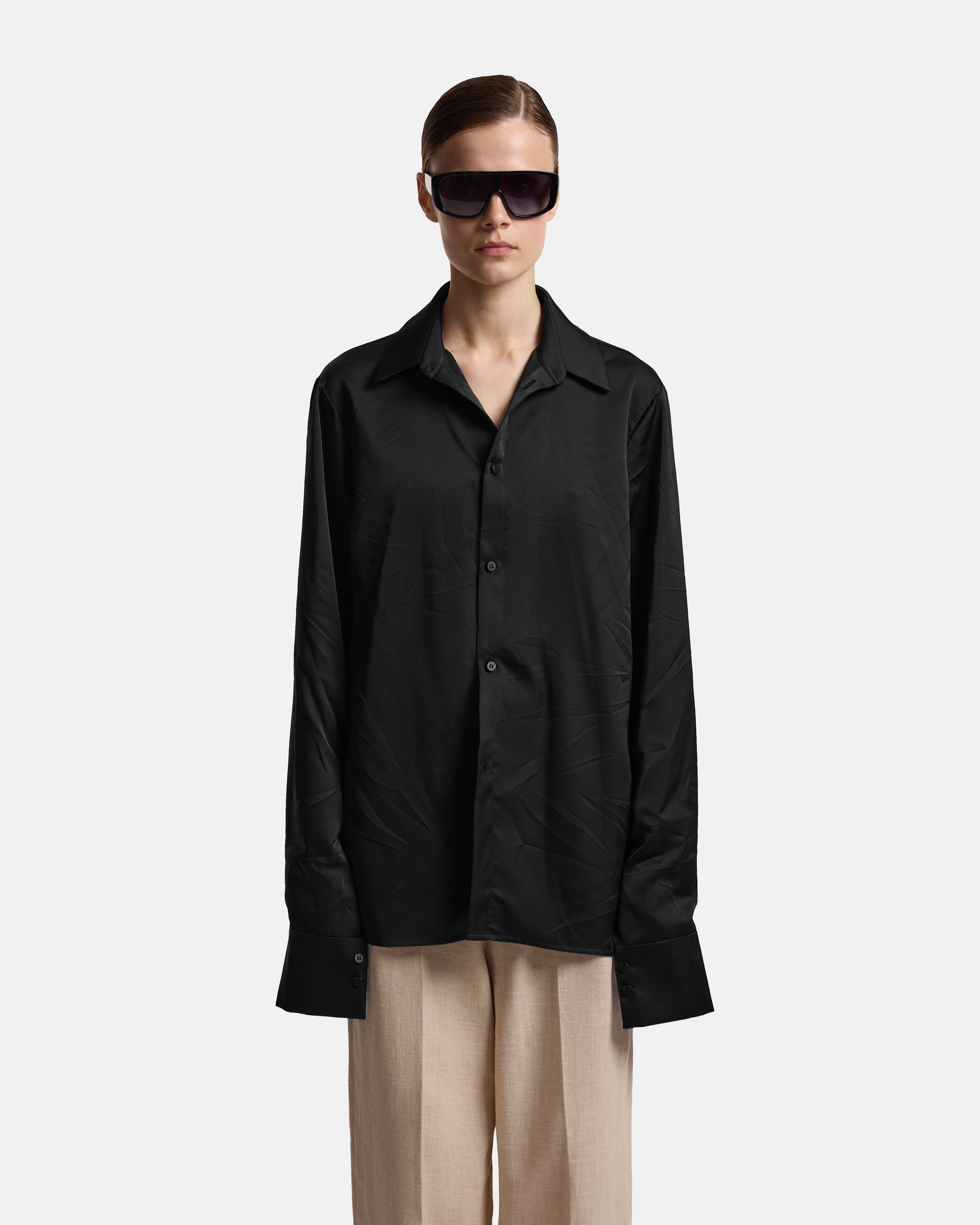 РУБАШКА С ЗАМЯТОСТЯМИ ИЗ САТИНА