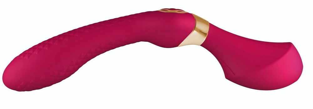Малиновый двусторонний вибростимулятор ZOA - 26,5 см. (Цвет: малиновый)