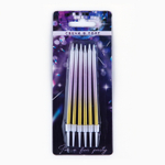 Свечи для торта розово/серебр/золотой градиент 13 см (6 шт/уп)