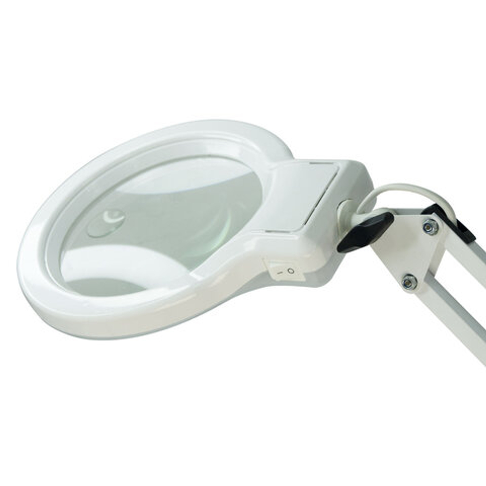 Настольная лампа светильник Леда С20 ПРО на струбцине, СВЕТОДИОДНАЯ, 8 Вт, ЛУПА (4,5/9 раз), белый