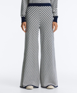 OYSHO Трикотажные брюки с широкими штанинами в диагональную полоску, темно-синий