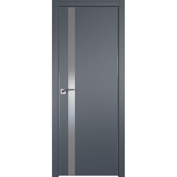Фото межкомнатной двери экошпон Profil Doors 6E антрацит стекло серебро матлак алюминиевая матовая кромка с 4-х сторон