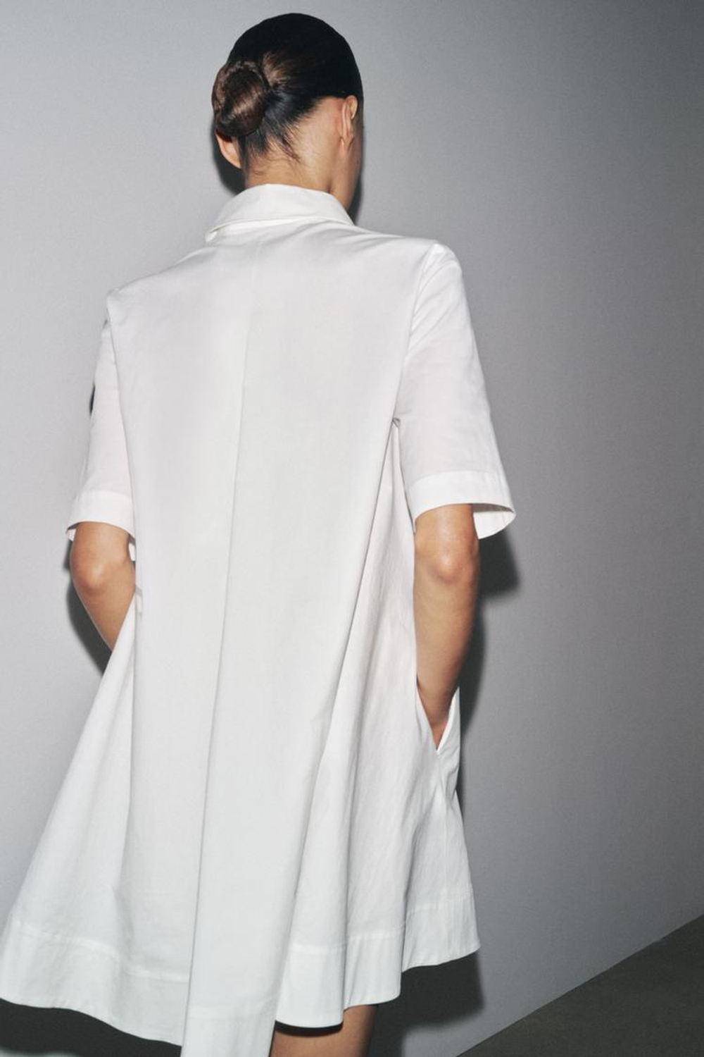 ZARA КОРОТКОЕ ПЛАТЬЕ ИЗ ПОПЛИНА — ZW COLLECTION, БЕЛЫЙ