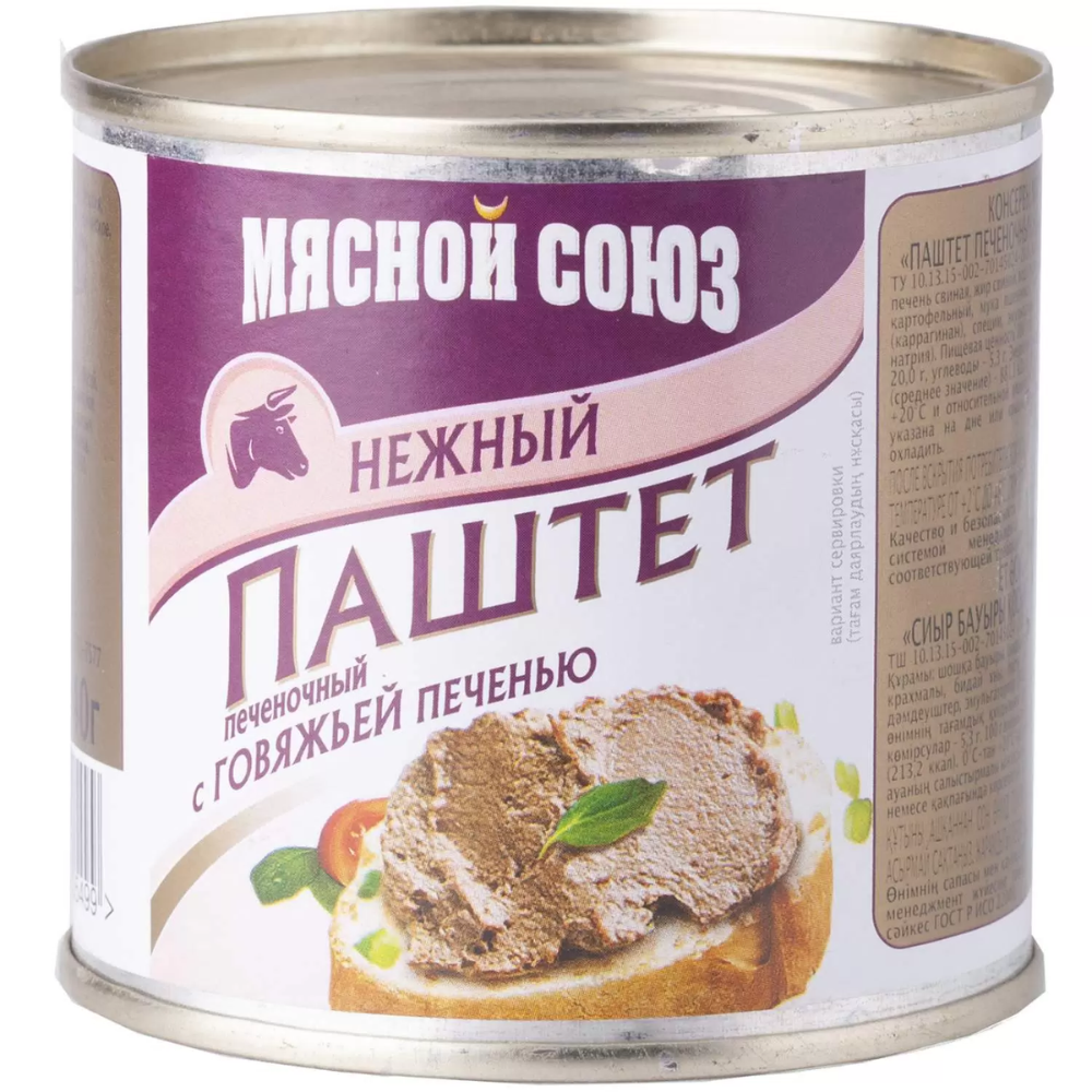 Паштет нежный Мясной союз с говяжей печенью 240 гр