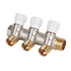 Коллектор латунный MVI 3/4x1/2 3 вых с регулирующими вентилями