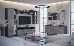 Шкаф Оливия, Графит, Мрамор Глянец