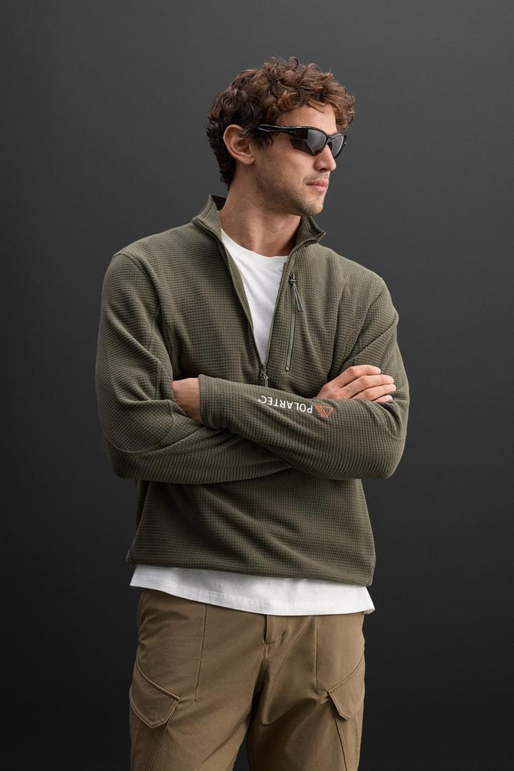 ZARA ТОЛСТОВКА POLARTEC © С ЗАСТЕЖКОЙ-МОЛНИЕЙ, ЗЕЛЕНЫЙ