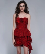 Loreen, юбка мини из бордового шифона с крупными красными цветами