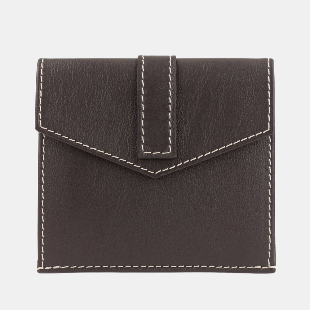 Кошелек-картхолдер Perle из кожи теленка темно-коричневого цвета