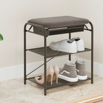 Подставка для обуви 2-х полочная 45 "Гранада 13В_НБК" с сиденьем из ткани нубук и ящиком цвет черный