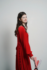 Платье с запахом на спине и длинным рукавом из бархата "Заветное желание"