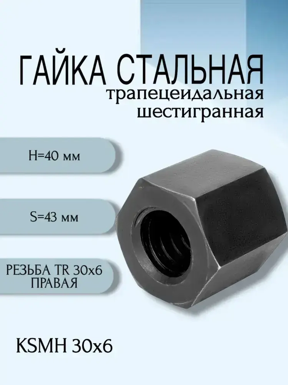 Комплект TR 30x6 Трапецеидальный винт, трапецеидальная гайка шестигранная.