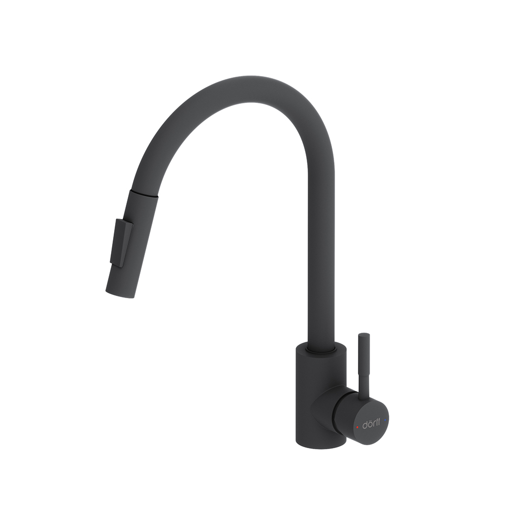 Смеситель для кухни с вытяжным изливом Dorff Logic D3007522 Черный