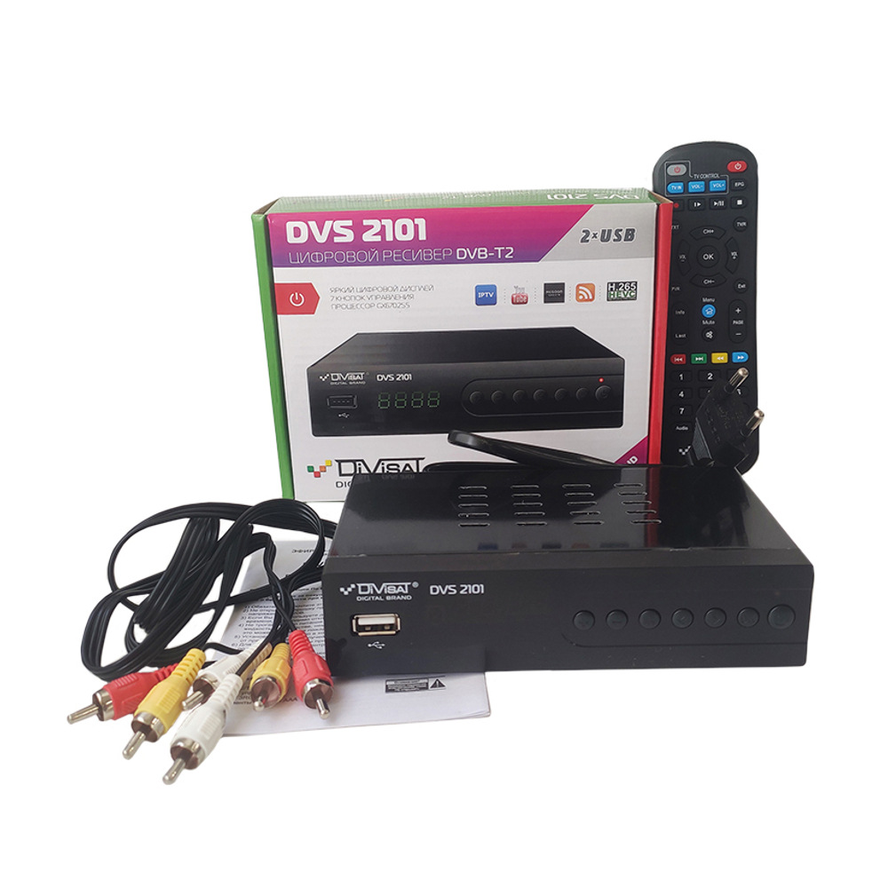 Приставка для цифрового телевидения DIVISAT DVS 2101  металл DVB-T2/C  HDMI, 2*USB, RCA, БП встроенны/внешний