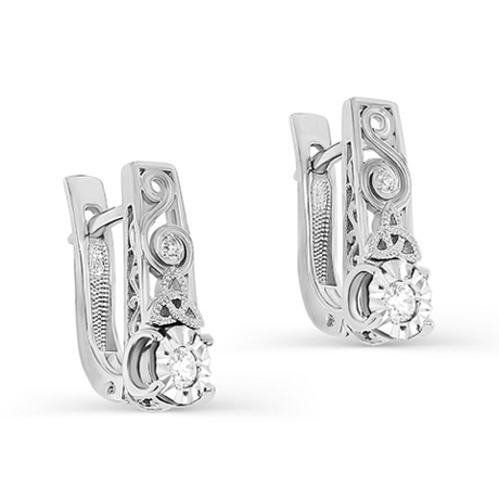 Серьги из золота 585 пробы с 2 Бриллиантами