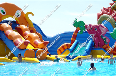 Надувной наземный аквапарк «Аквасфера» с бассейном, 20x18.5x7 м.