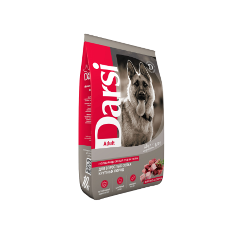 Сухой корм для взрослых собак крупных пород Darsi Adult, мясное ассорти 10кг