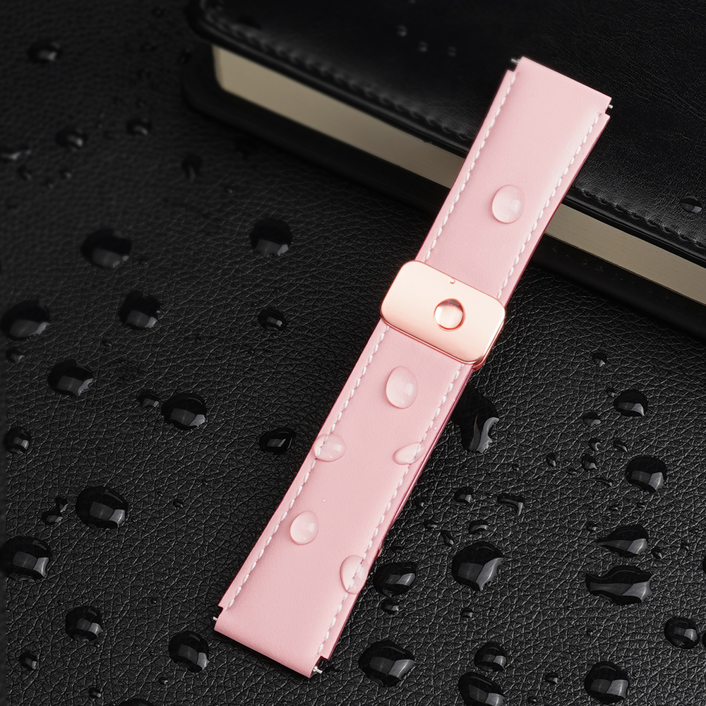 Ремешок из натуральной кожи розового цвета от Dux Ducis для смарт часов Samsung Galaxy Watch 3, 4, 5, 6 и 7 (размер крепления 20мм), серия YA Series