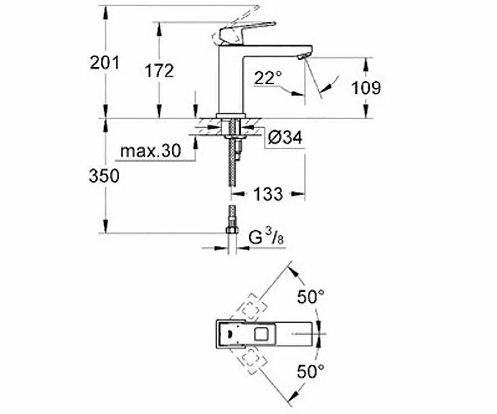 Смеситель для раковины Grohe Eurocube 23446000