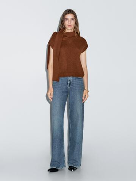 Massimo Dutti Джинсы с высокой посадкой, средне-синий