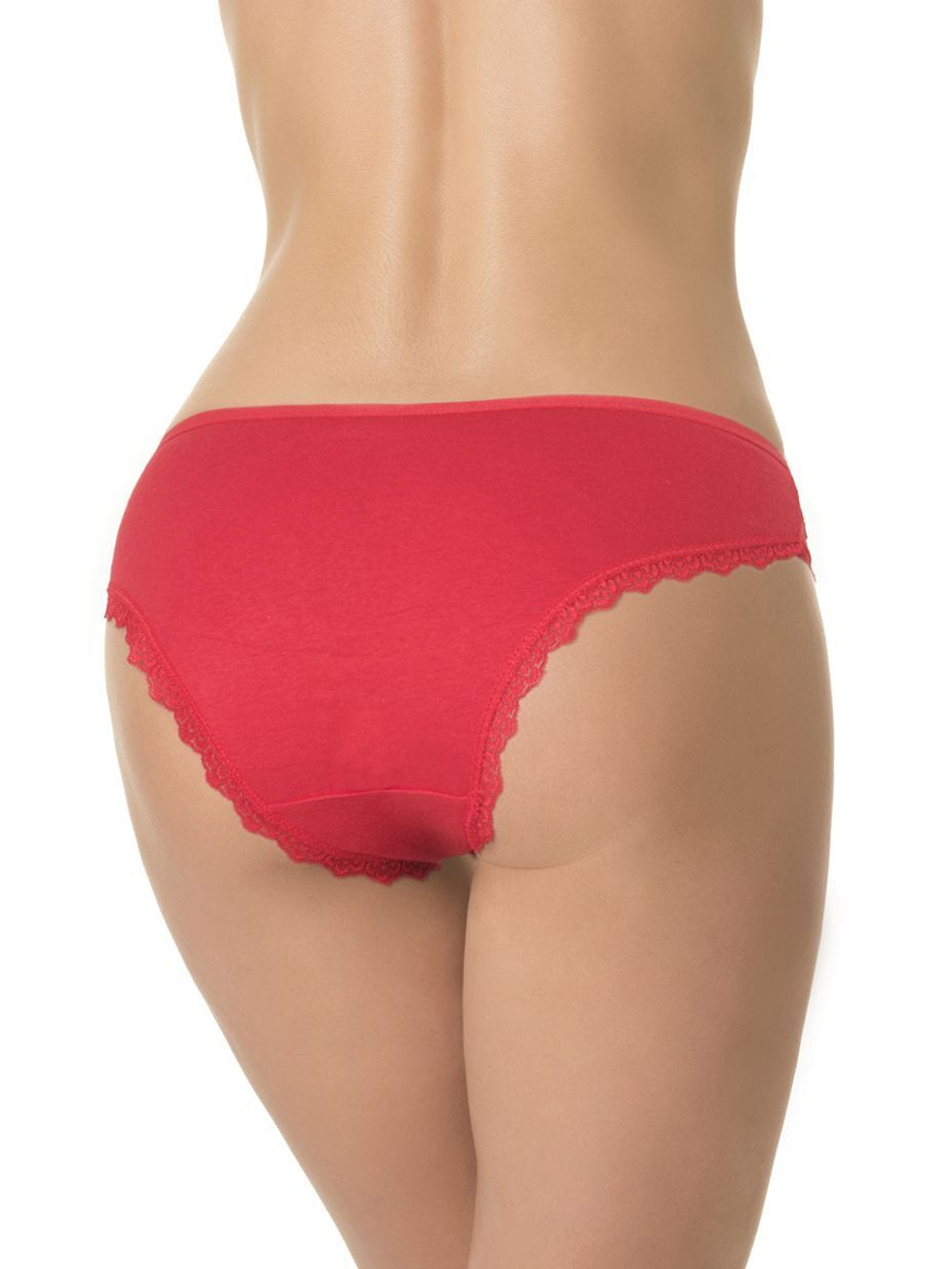 Хлопковые трусики-слипы с обработкой плоским кружевом (Размер: L) (Цвет: бежевый)