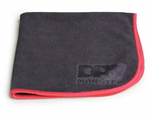 DRY MONSTER COSMO (Black).Микрофибра черная/красная с ультро-коротким ворсом.Оверлок 40*40 360гр/м