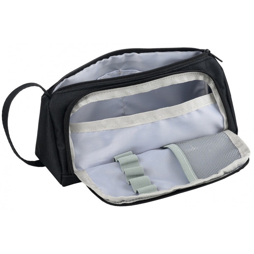 Пенал-косметичка Basir без наполнения, 20*10*9 см, серия "Строгий", 2 отделения на молнии, чёрный цвет