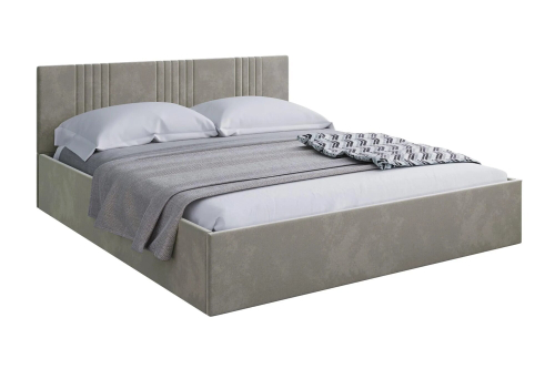 Кровать Моника с подъёмным механизмом 180х200, велюр, серо-бежевый