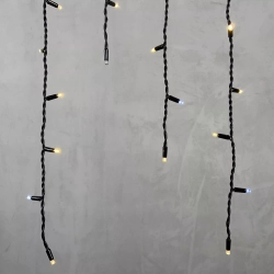 Светодиодная бахрома с колпачком 3,2*0,9 м., 168 теплых белых LED ламп, мерцание, каучуковый черный провод, LTC (LL168BLW-1-2WW)