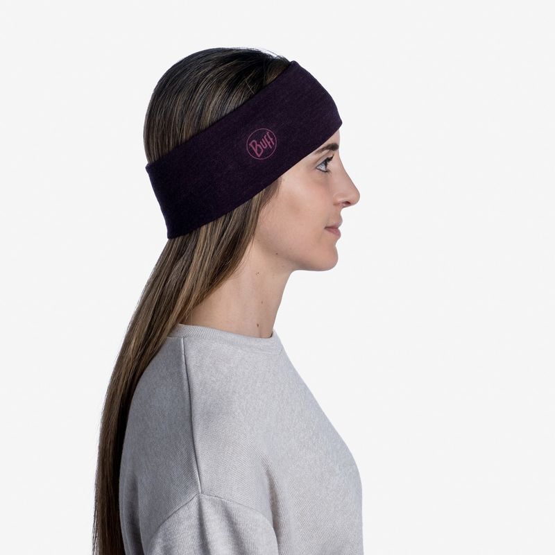 Шерстяная повязка на голову Buff Headband Midweight Wool Solid Deep Purple Фото 3