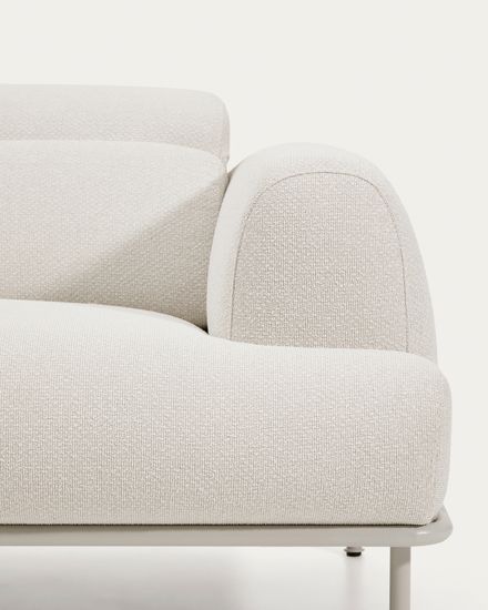 2-местный диван Aurum из шенилла цвета экрю и бежевого металла 210 см