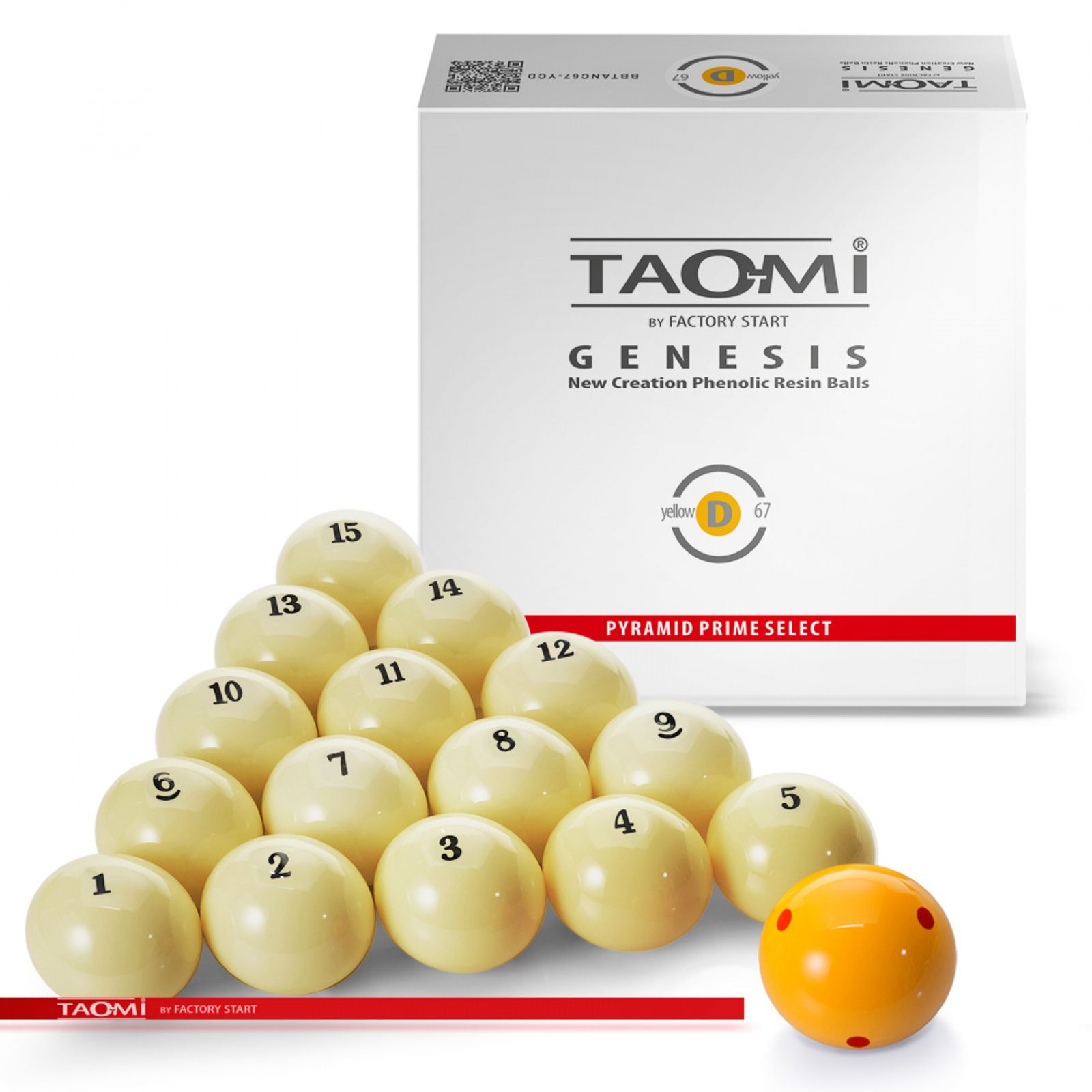 Шары TAO-MI GENESIS 67 мм Желтый биток с точками фото №1